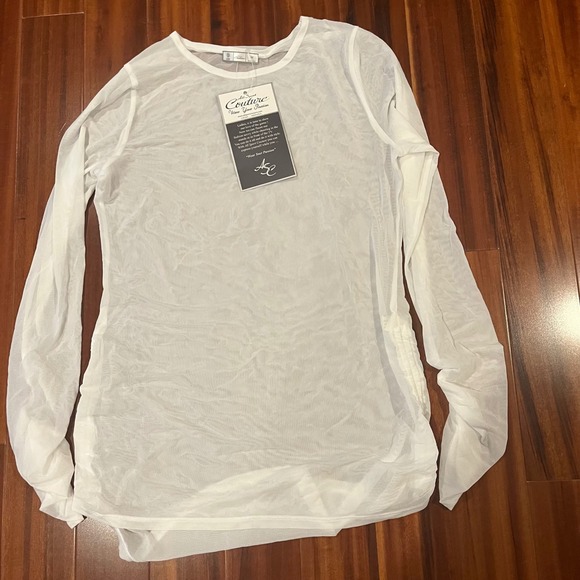 NFL Tops - NFL Couture Sheer White Long Sleeve Top Mesh Athletic Festival‎ New NWT Medium